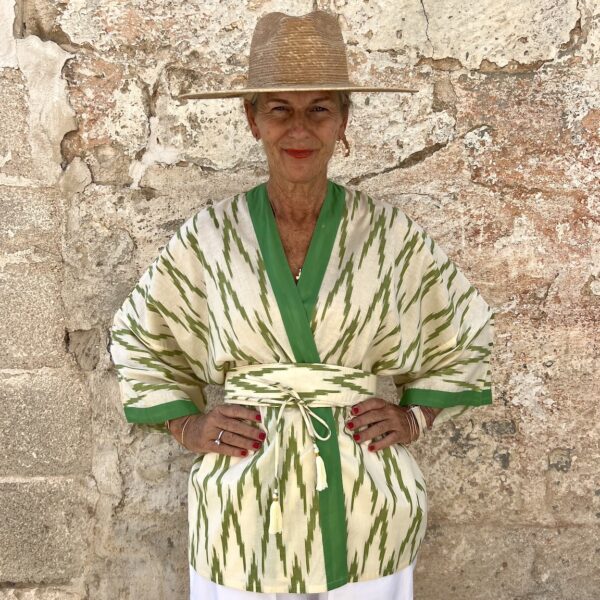 The Short Block Printed Kimono w Belt - Image 10