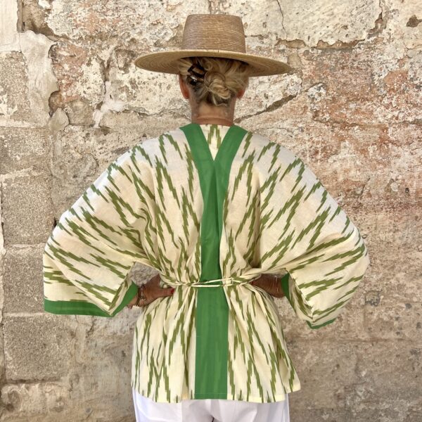The Short Block Printed Kimono w Belt - Image 11