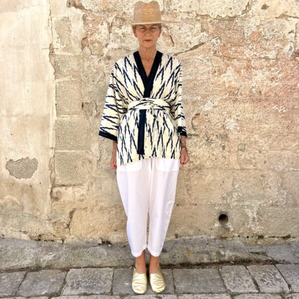 The Short Block Printed Kimono w Belt - Image 2