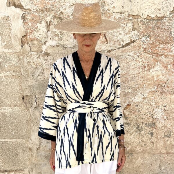 The Short Block Printed Kimono w Belt