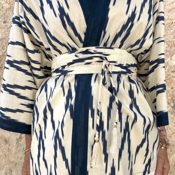 The Short Block Printed Kimono w Belt - Image 3