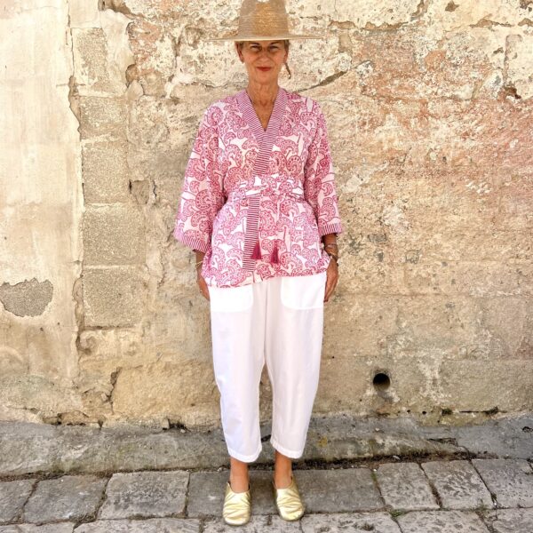 The Short Block Printed Kimono w Belt - Image 5