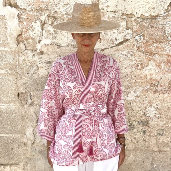 The Short Block Printed Kimono w Belt - Image 6