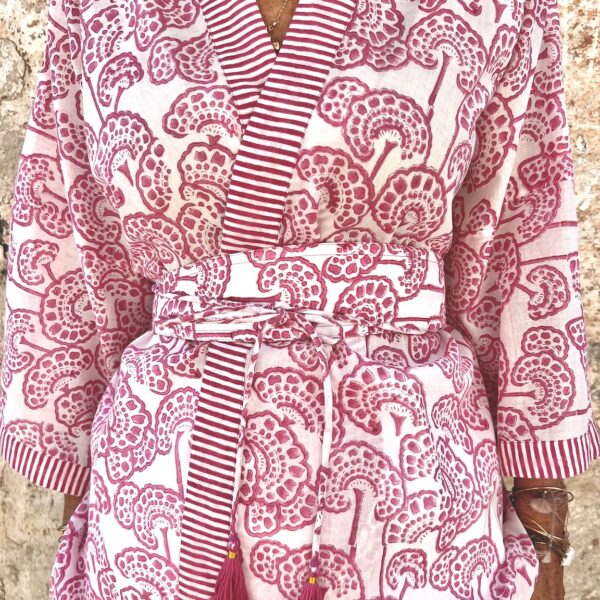 The Short Block Printed Kimono w Belt - Image 7