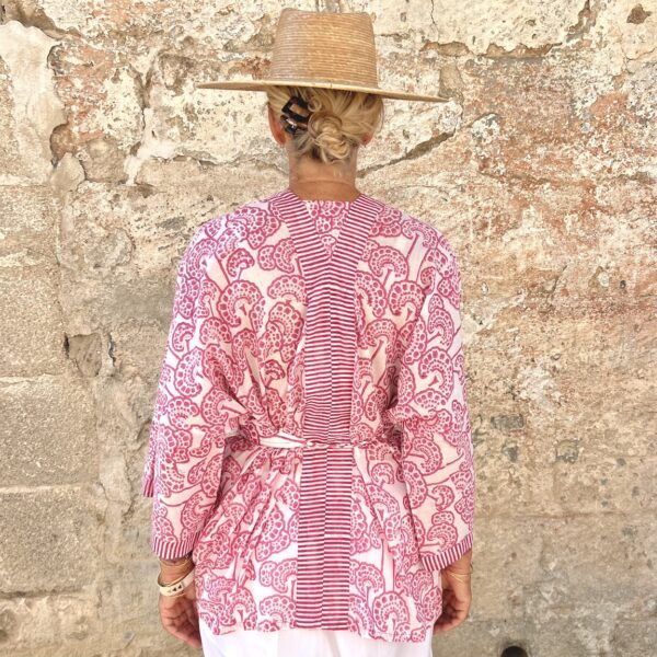 The Short Block Printed Kimono w Belt - Image 8
