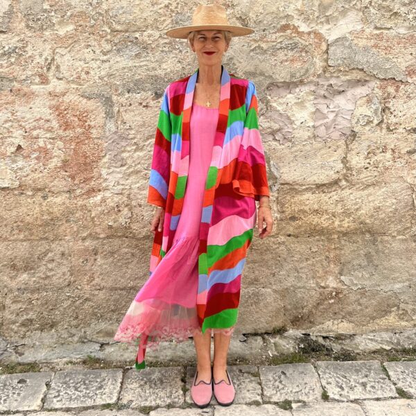 Mii Keiko Multicolor Embroidered Patchwork Kimono - Image 3